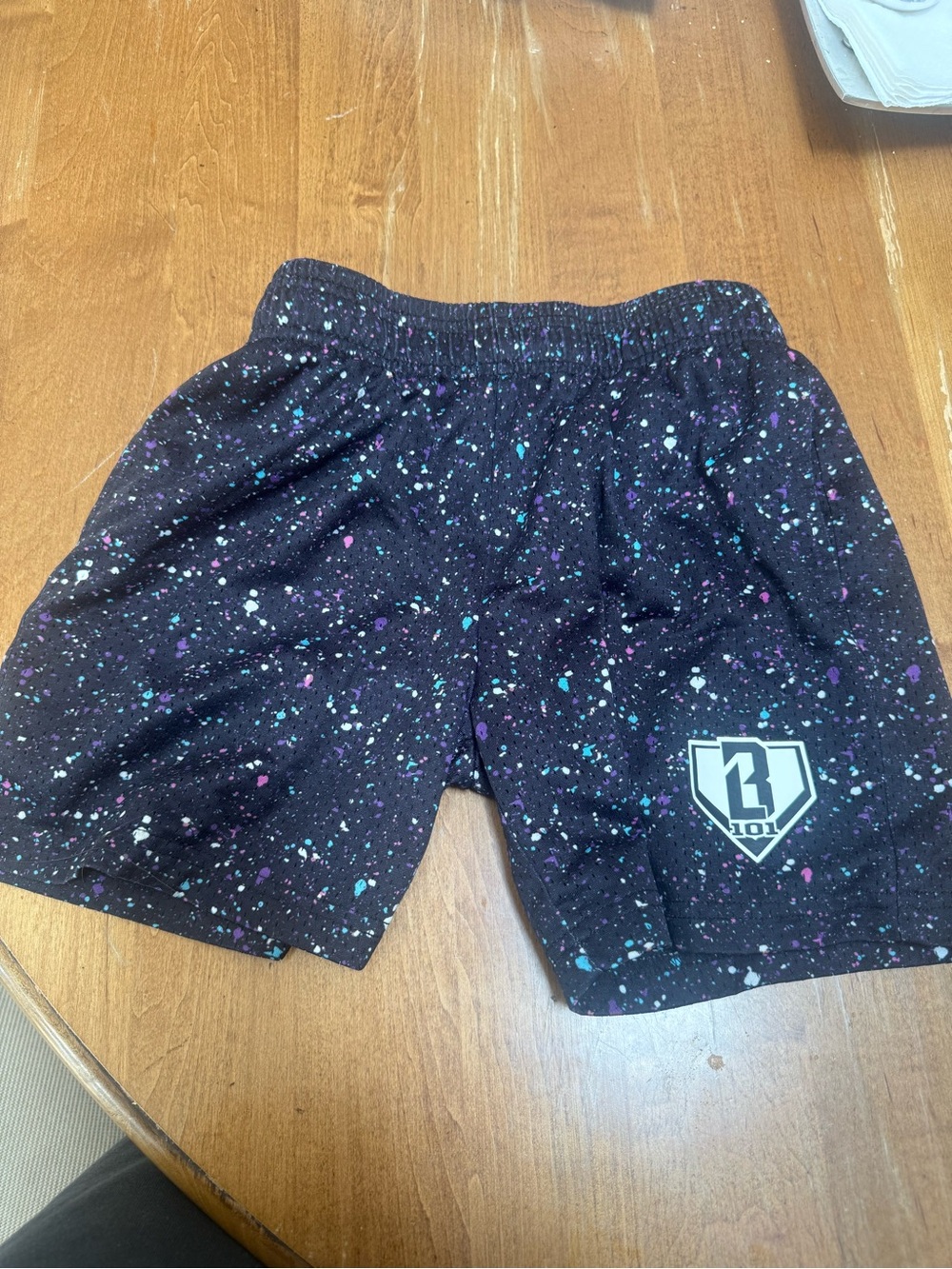 Kids Black Speckle Athletic Shorts with Logo